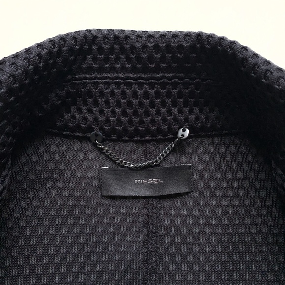 Diesel Moto Quilted Lined Polyester Collared Black Biker Jacket - Picture 7 of 16